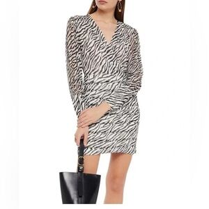 Maje Black and White Zebra Long Sleeve Dress